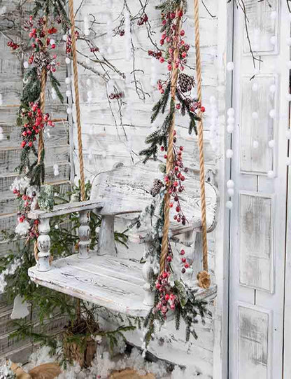Snow Covered Wooden Swing For Christmas Photography Backdrop J-0220 Shopbackdrop
