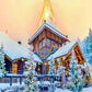 Snow Covered Wooed House For Christmas Photography Backdrop J-0287 Shopbackdrop