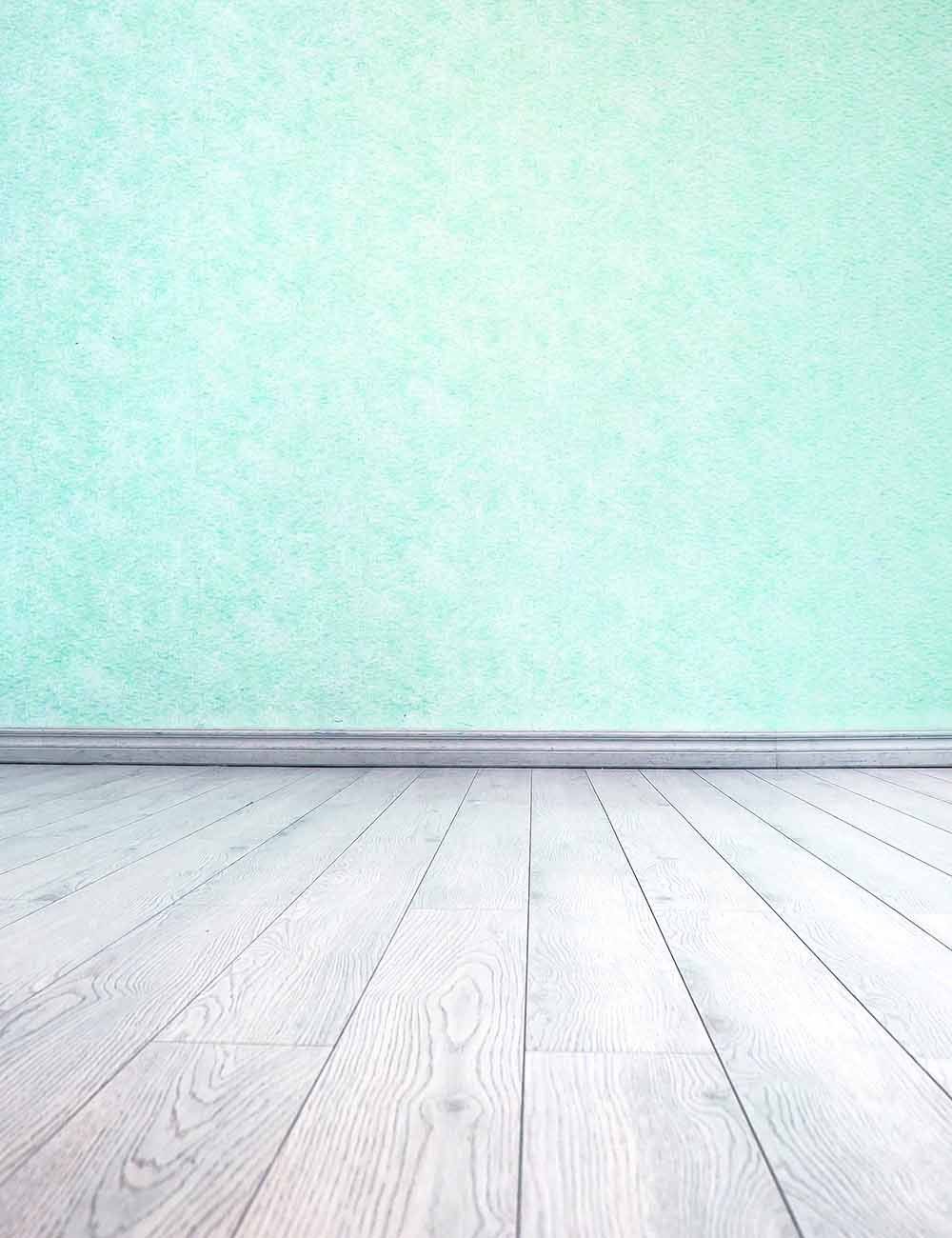 Spring Green Wall Background With Wood Floor For Studio Photo Shopbackdrop