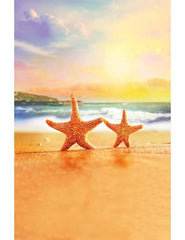 Sunset Gold Sand Beach With Starfish Backdrop For Children Photography F-2649 Shopbackdrop