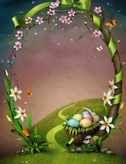 Tree Branches Arched A Basket Of Easter Eggs Backdrop For Photography Shopbackdrop