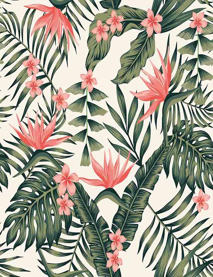 Tropical Dark Green Leaves Of Palm Trees And Flowers Photography Backdrop J-0090 Shopbackdrop