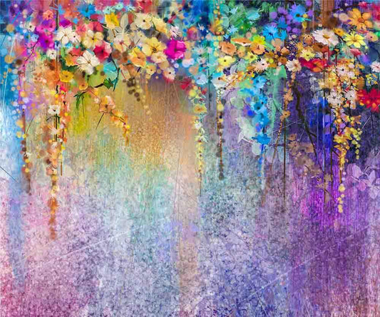 Wataercolor Abstract Painted Flower Purple Wall Photography Backdrop J-0341 Shopbackdrop