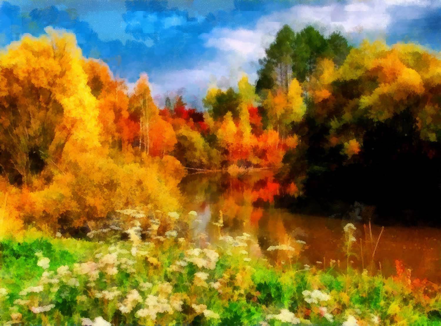 Watercolor Painted Autumn Scenery Photography Backdrop J-0792 Shopbackdrop