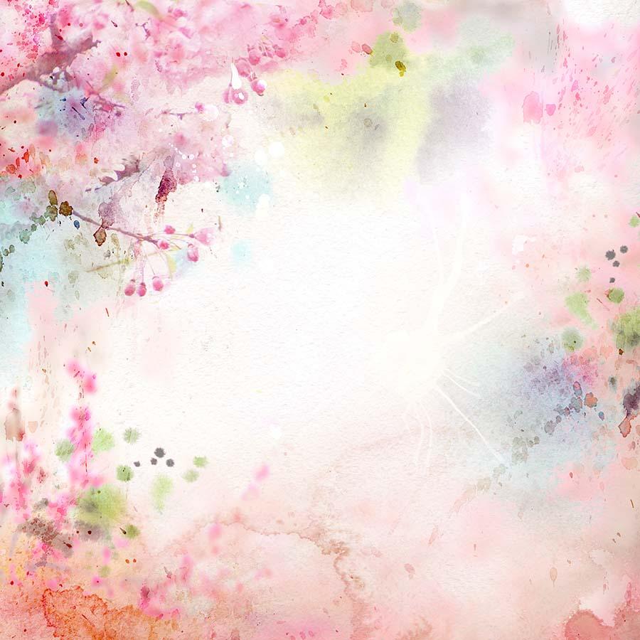 Watercolor Painted Spring Flower Photography Backdrop J-0472 Shopbackdrop
