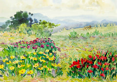 Watercolor Painted Spring Scenery Backdrop For Photography J-0805 Shopbackdrop