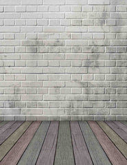 White Brick Wall Texture With Colorful Wood Floor Backdrop For Photography Shopbackdrop