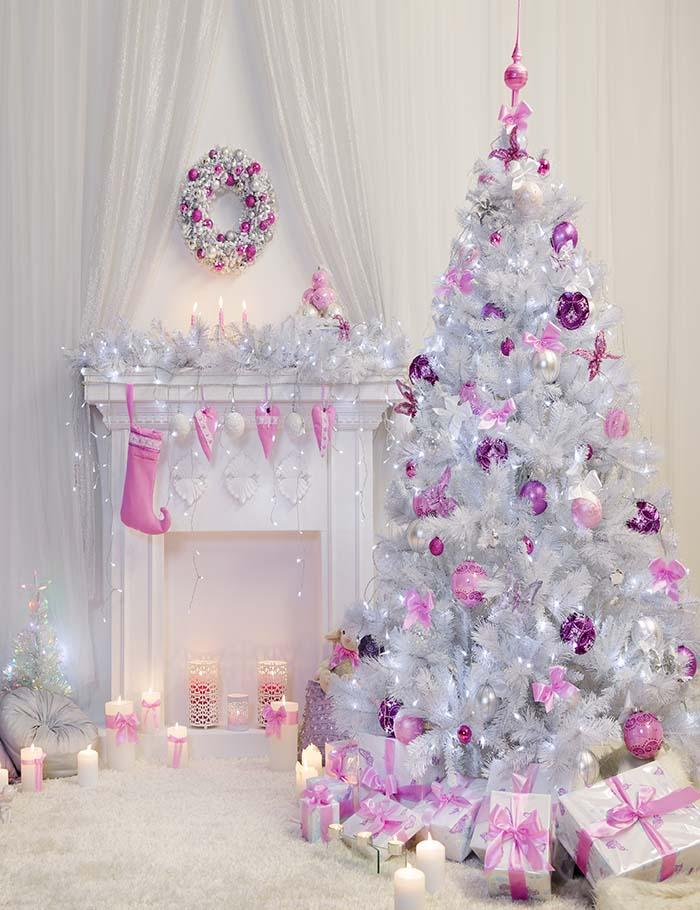 White Christmas Tree Pink Socks For Girls Holiday Photography Backdrop J-0014 Shopbackdrop