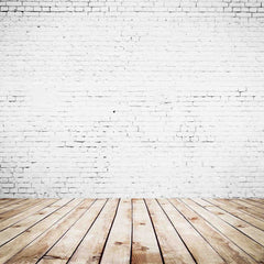 White Stucco Brick Wall Texture With Nature Wood Floor Backdrop For Photo Shopbackdrop