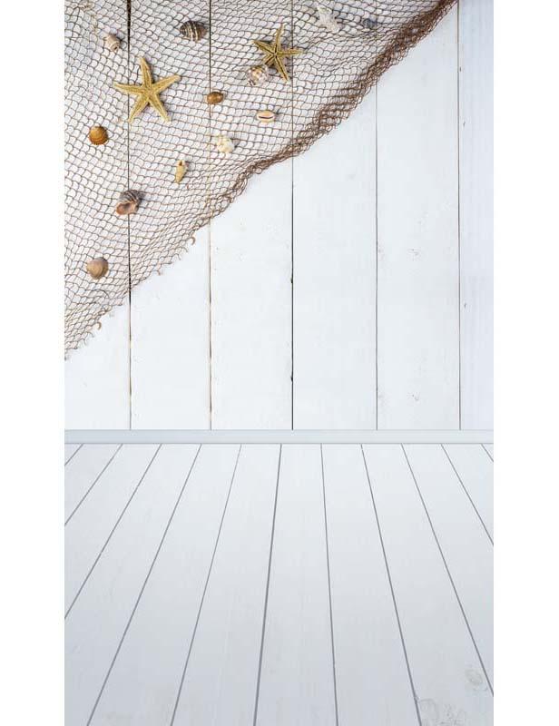 White Wood Floor And Wall With Covered Seashells Network Photography Backdrop Shopbackdrop