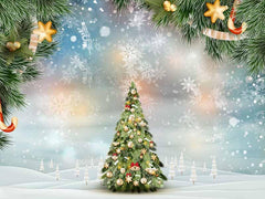 Winter Christmas Tree On With Snow Photography Backdrop J-0228 Shopbackdrop