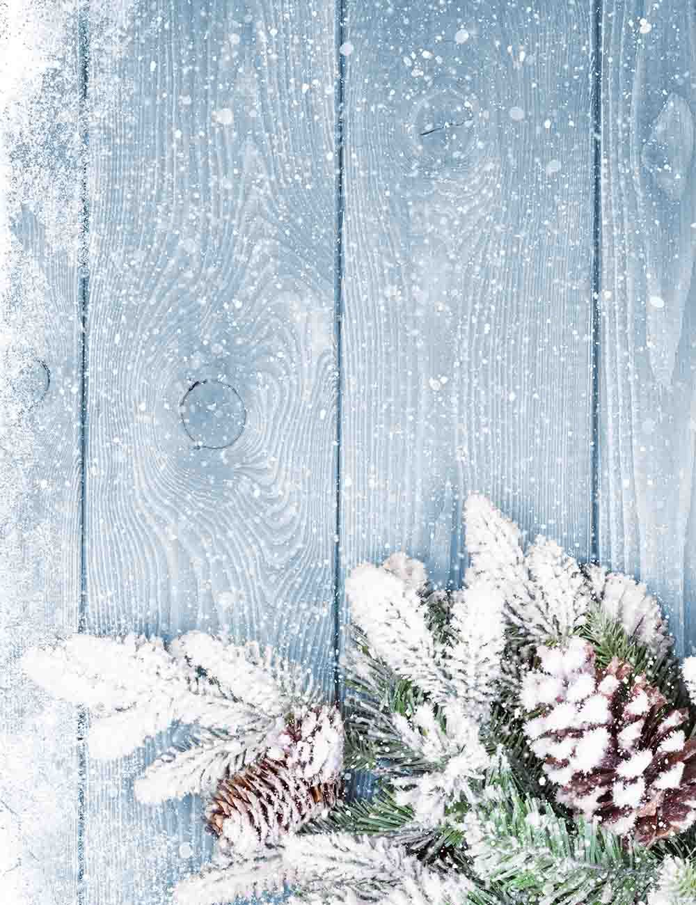 Wood Floor Mat With Snow And Firtree Photography Backdrop Shopbackdrop