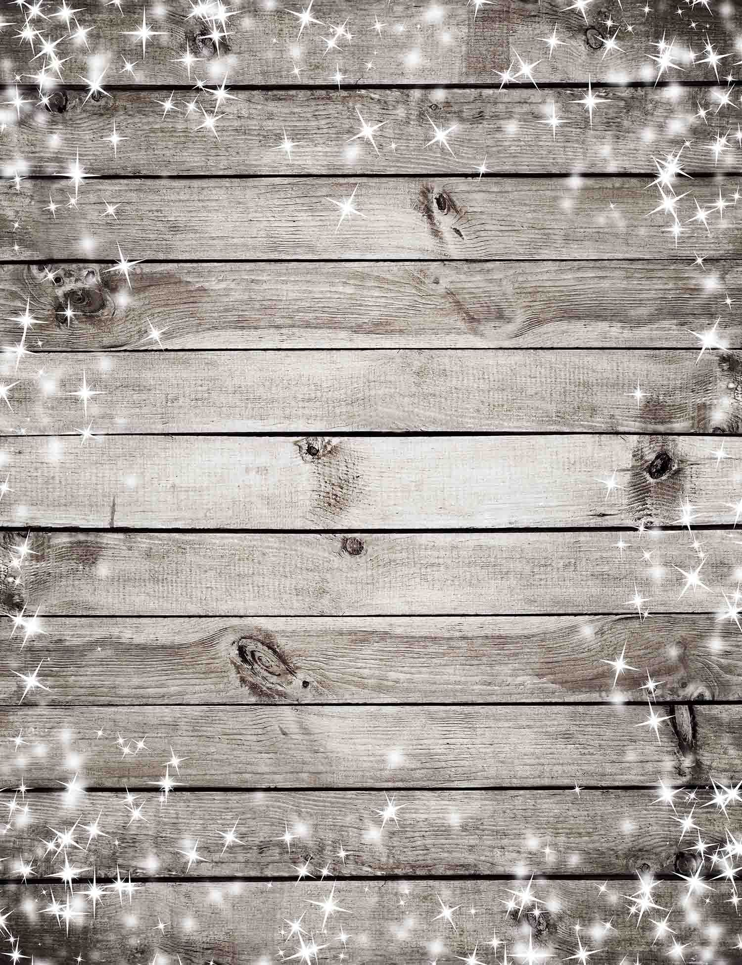 Wood Floor With Sparkles Stars Around Edges For Christmas Backdrop Shopbackdrop