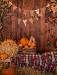 Wooden Wall With Pumpkins Haystack For Halloween Photography BackdropJ-0730 Shopbackdrop
