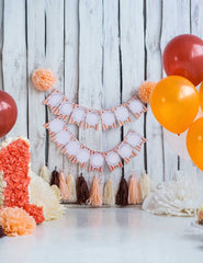 Yellow Balloons On White Floor With Wood Wall For One Birthday Photo Backdrop Shopbackdrop